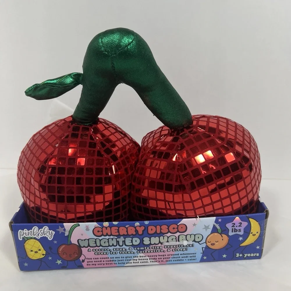 Cherry Disco Ball Weighted Snug Bud Pink Sky‎ Doll Plush RARE Pillow Buddy Sleep